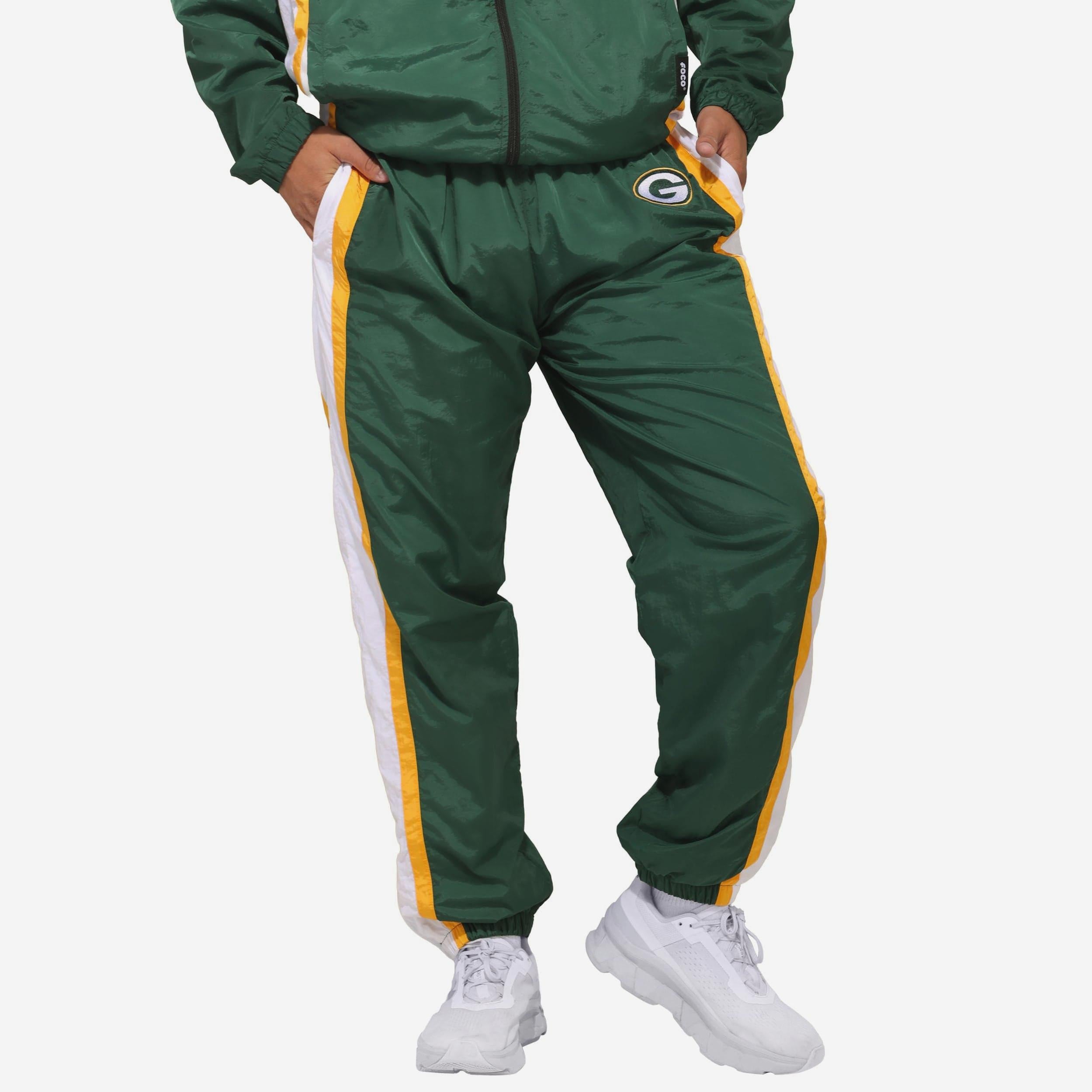 GREENCLOTHING イエロー ジャケットとカーキ パンツ セット Green Bay Packers Nylon Crinkle Gameday Pants FOCO