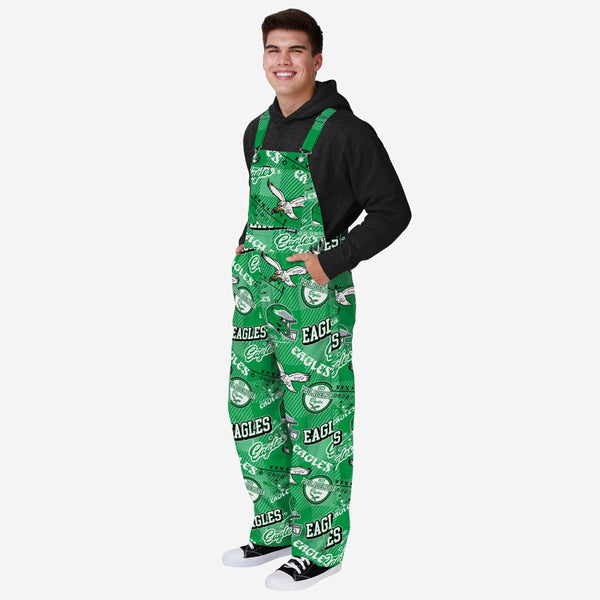 Philadelphia Eagles Mens Historic Print Bib Overalls FOCO