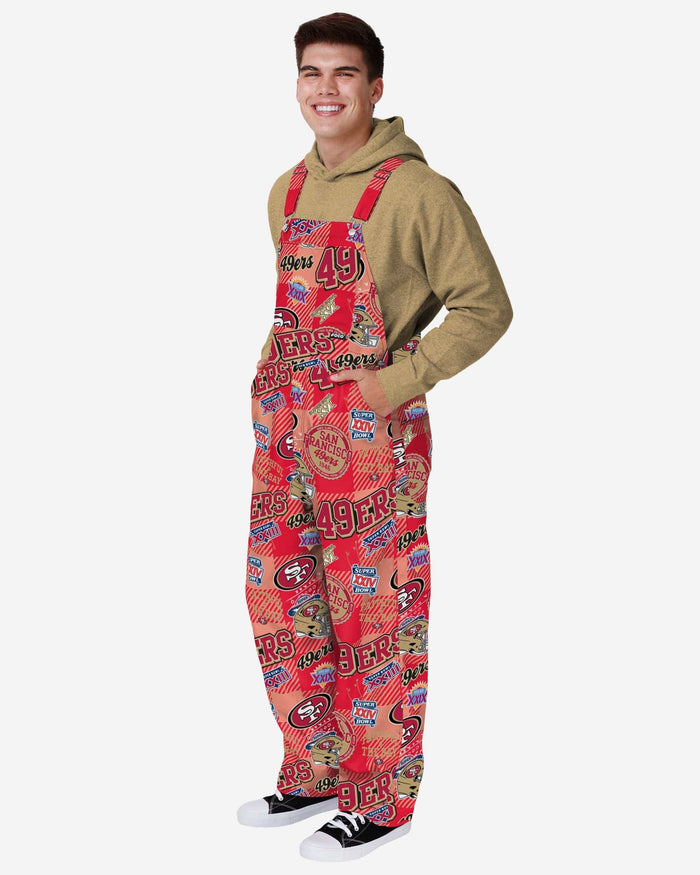 San Francisco 49ers Mens Historic Print Bib Overalls FOCO S - FOCO.com