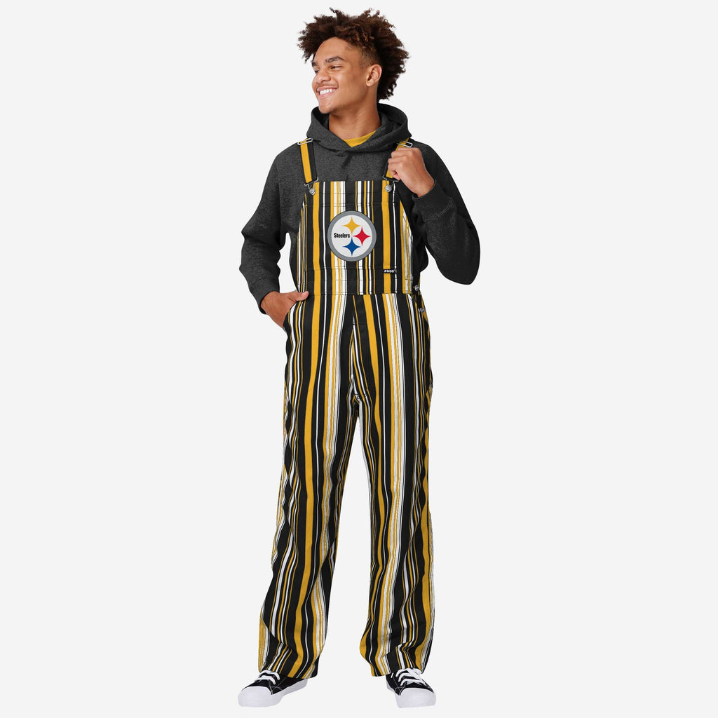 Pittsburgh Steelers Mens Hyper Stripe Bib Overalls FOCO S - FOCO.com