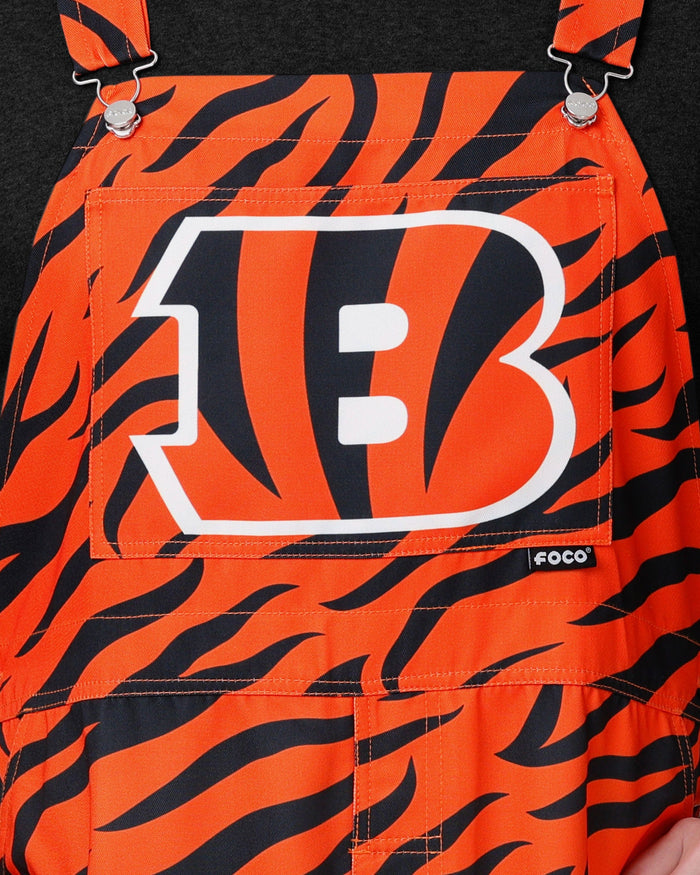 Cincinnati Bengals Mens Tiger Stripe Thematic Bib Overalls FOCO - FOCO.com