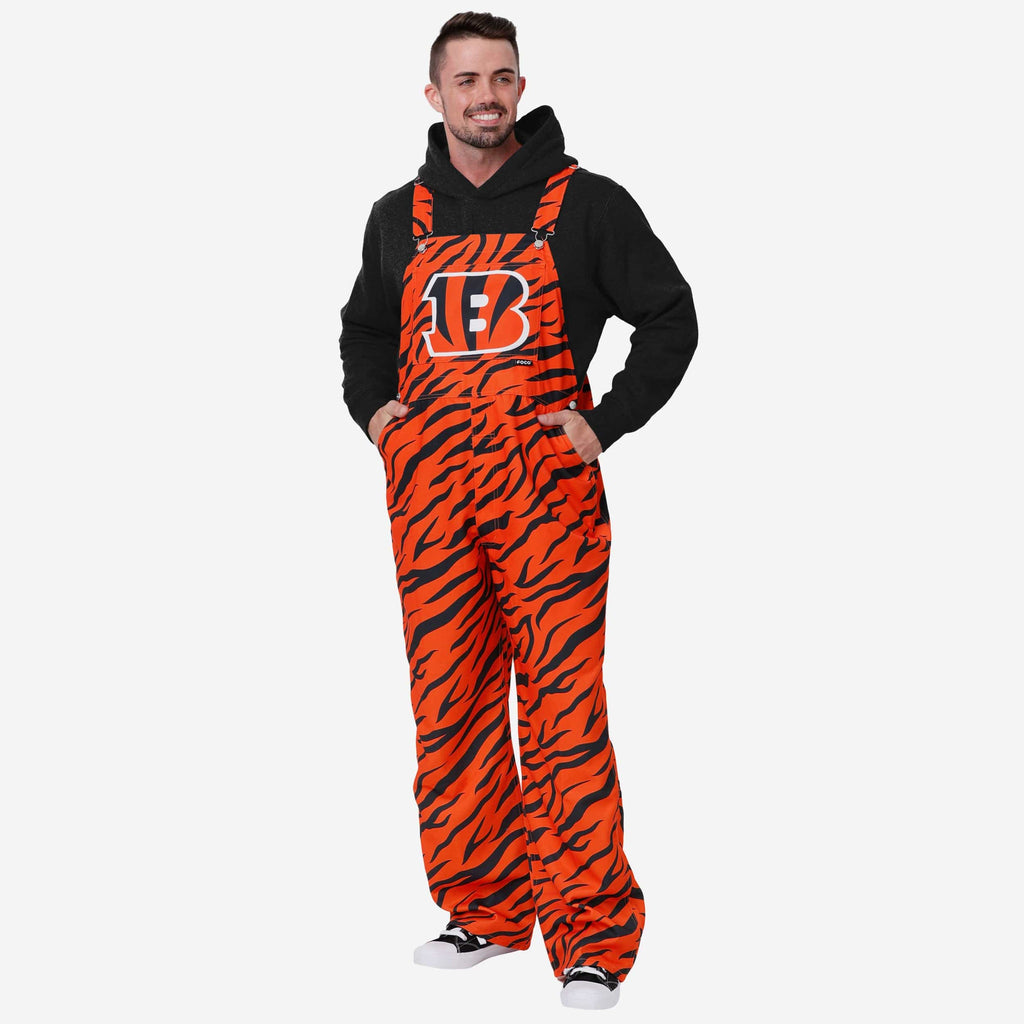 Cincinnati Bengals Mens Tiger Stripe Thematic Bib Overalls FOCO