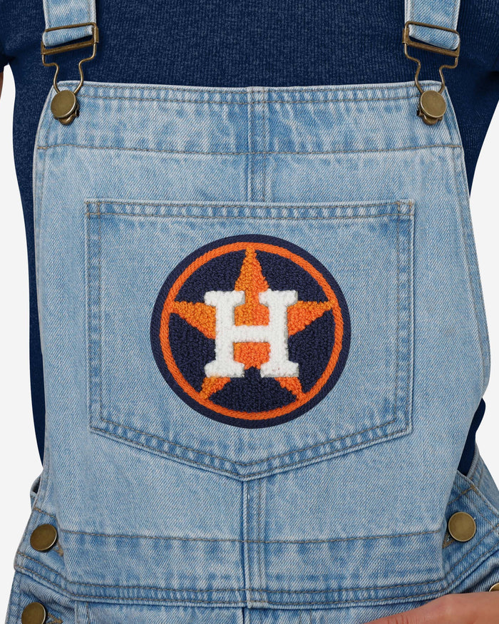 Houston Astros Womens Big Logo Denim Bib Shortalls FOCO - FOCO.com