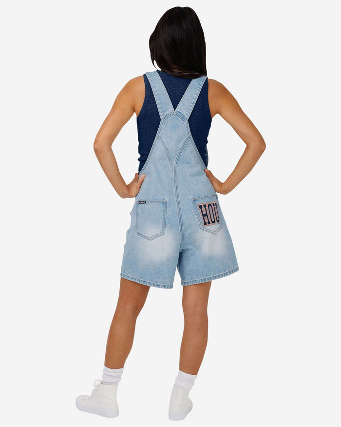Houston Astros Womens Big Logo Denim Bib Shortalls FOCO - FOCO.com