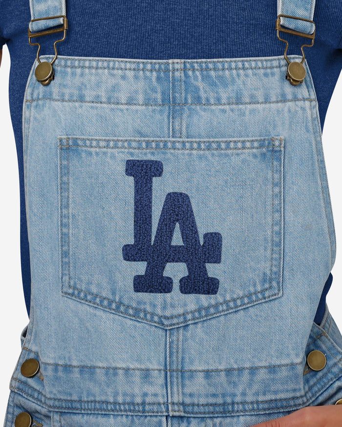 Los Angeles Dodgers Womens Big Logo Denim Bib Shortalls FOCO - FOCO.com