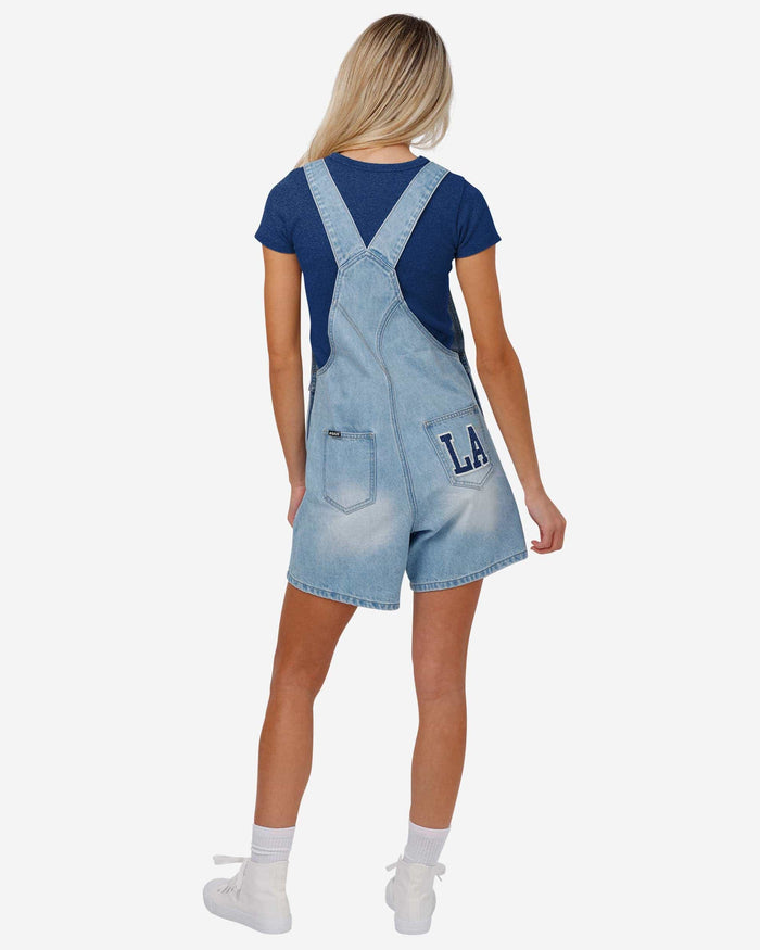 Los Angeles Dodgers Womens Big Logo Denim Bib Shortalls FOCO - FOCO.com