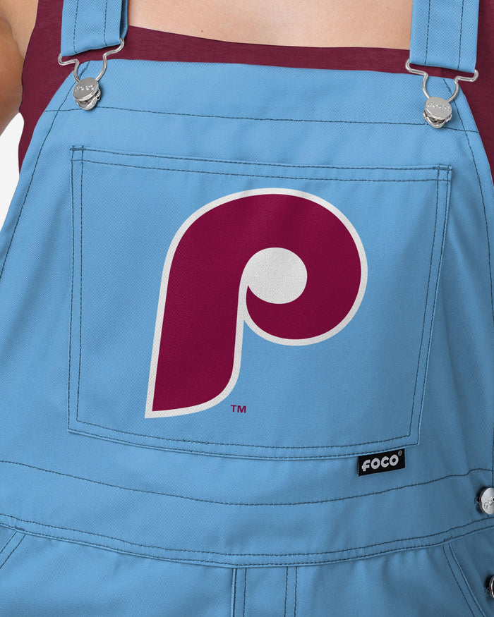 Philadelphia Phillies Womens Powder Blue Big Logo Bib Overalls FOCO - FOCO.com