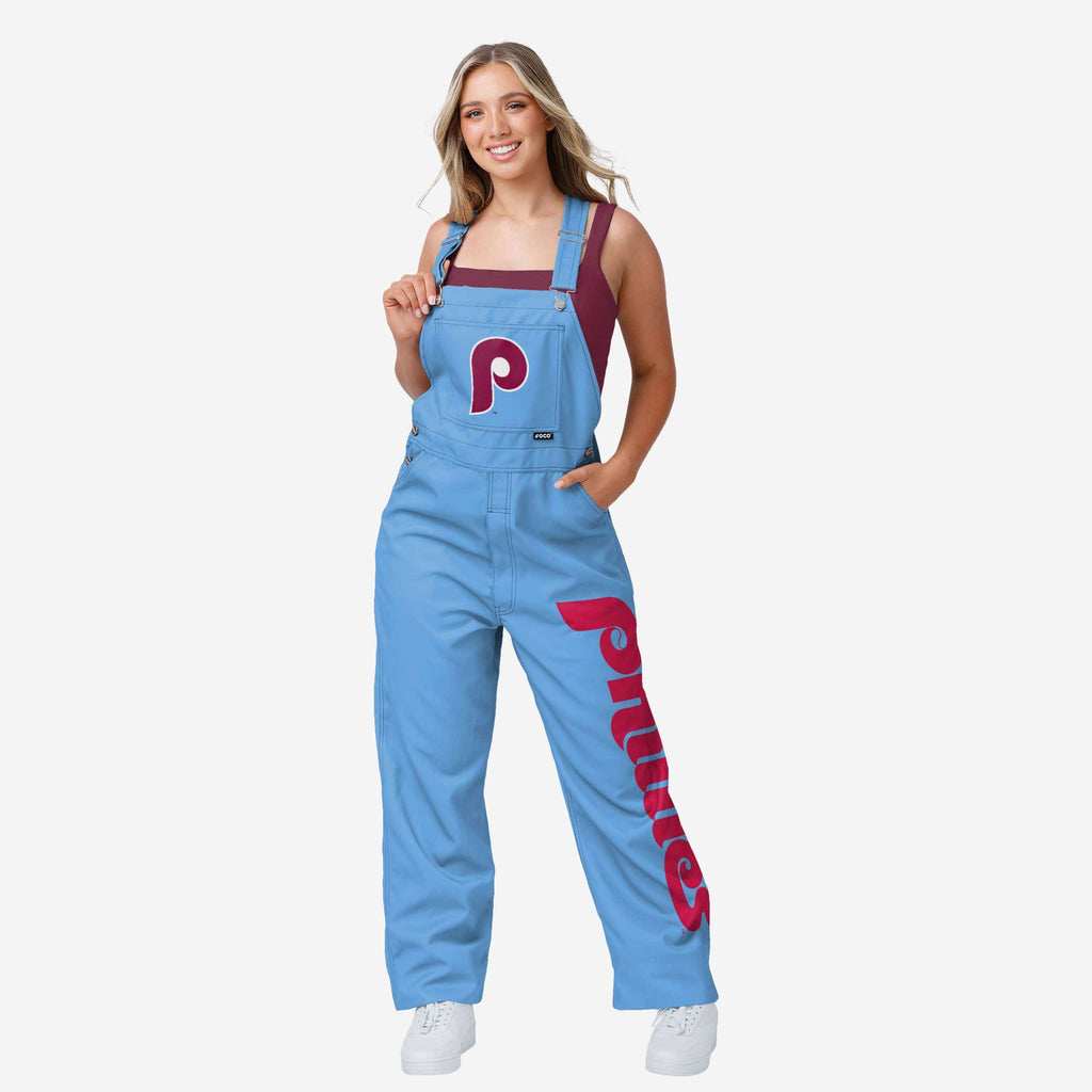 Philadelphia Phillies Womens Powder Blue Big Logo Bib Overalls FOCO