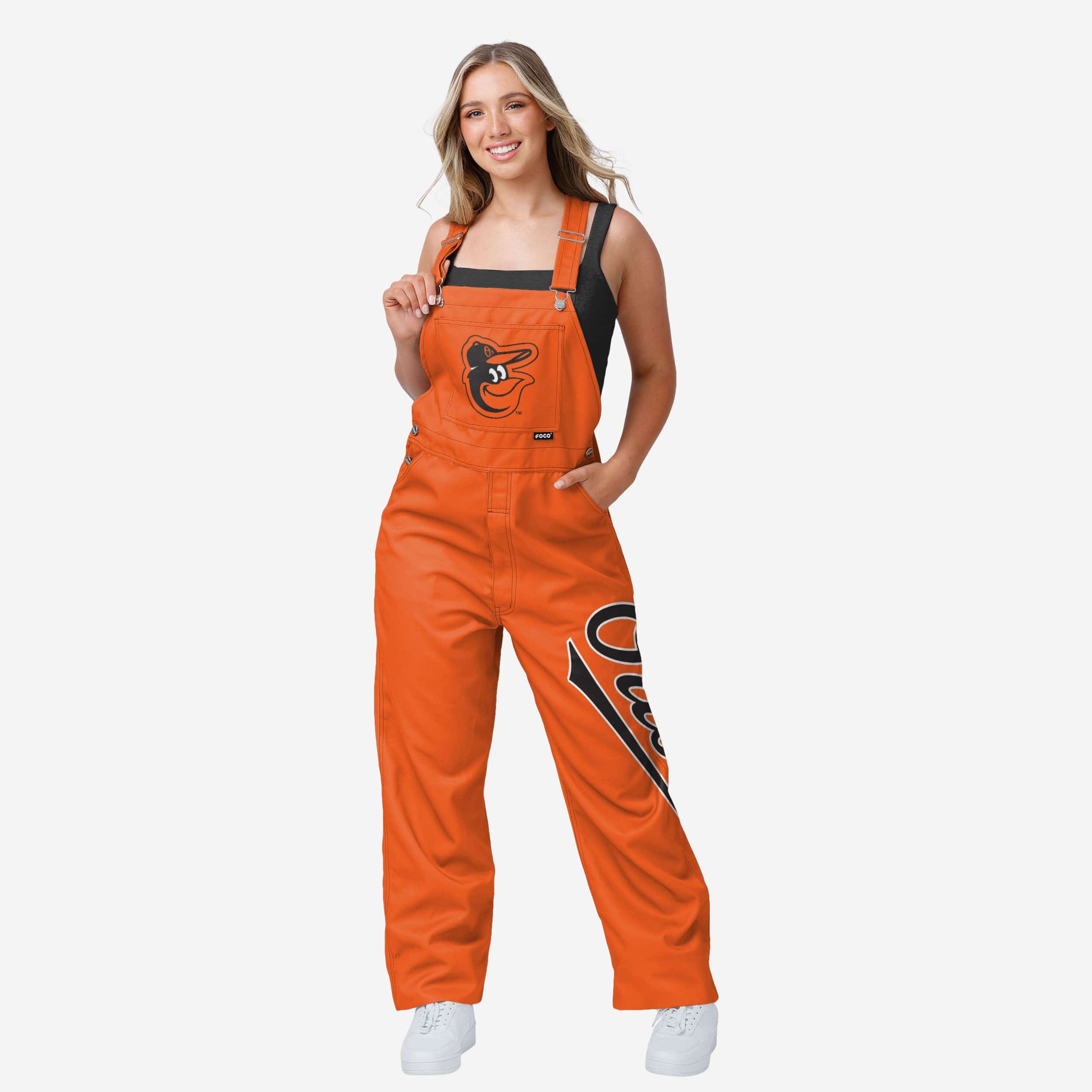 Baltimore Orioles Womens Big Logo Bib Overalls FOCO