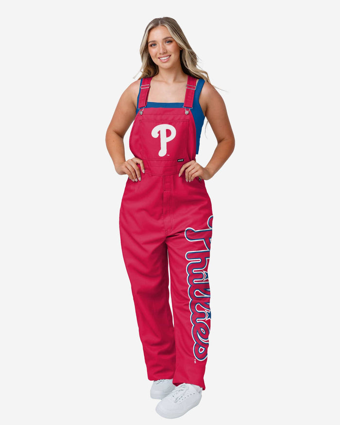 Philadelphia Phillies Womens Big Logo Bib Overalls FOCO XS - FOCO.com
