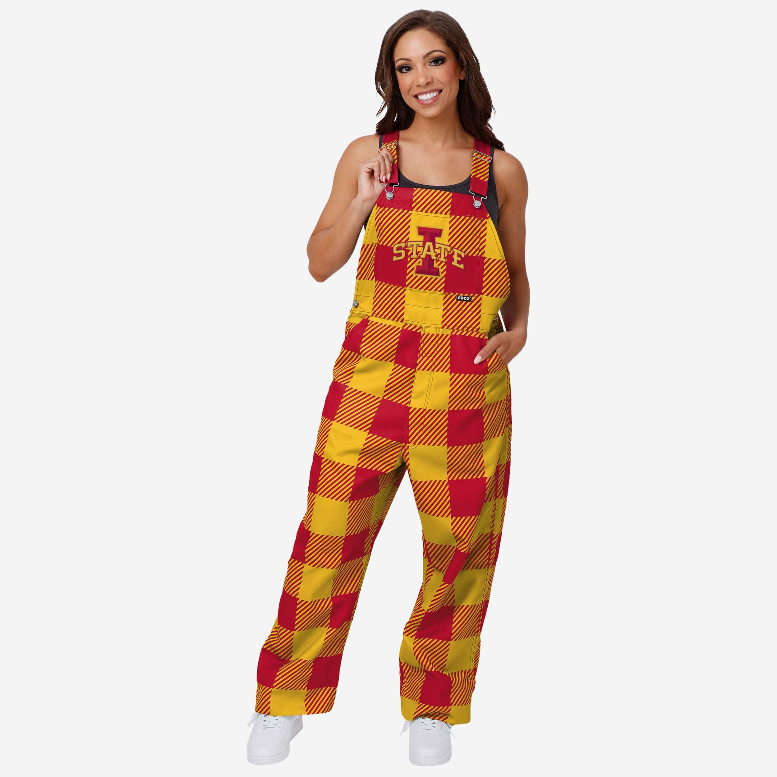 Iowa State Cyclones Womens Plaid Bib Overalls FOCO