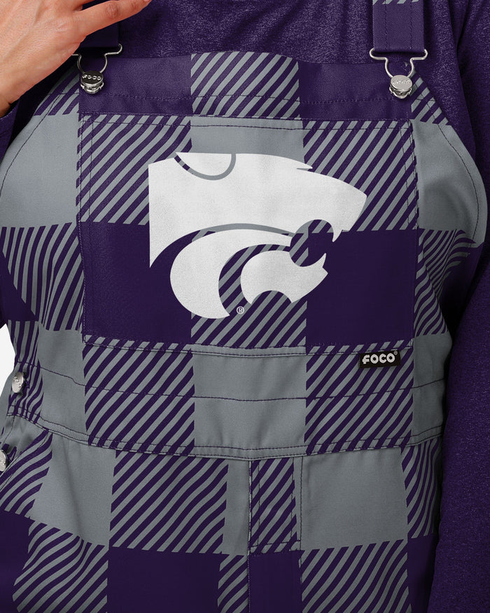 Kansas State Wildcats Womens Plaid Bib Overalls FOCO - FOCO.com