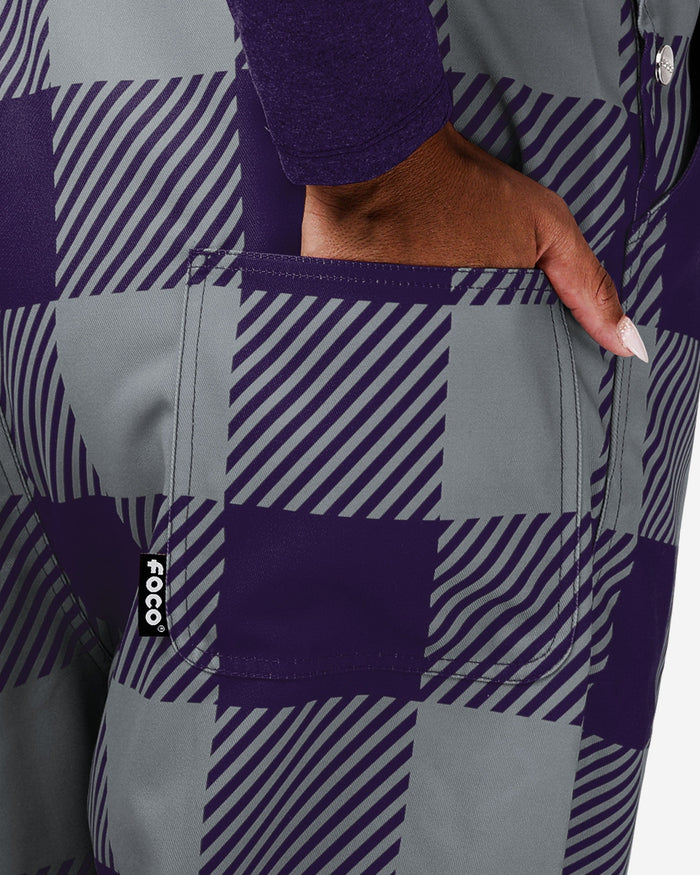 Kansas State Wildcats Womens Plaid Bib Overalls FOCO - FOCO.com