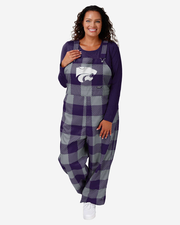 Kansas State Wildcats Womens Plaid Bib Overalls FOCO XS - FOCO.com