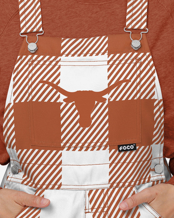 Texas Longhorns Womens Plaid Bib Overalls FOCO - FOCO.com