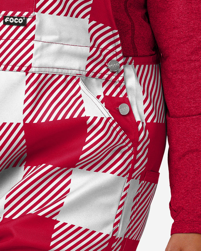 Wisconsin Badgers Womens Plaid Bib Overalls FOCO - FOCO.com