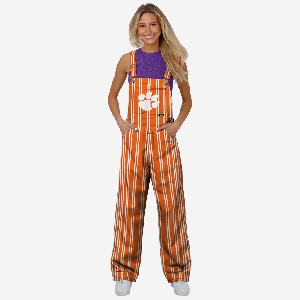 Clemson Tigers Womens Sideline Spirit Bib Overalls FOCO XS - FOCO.com