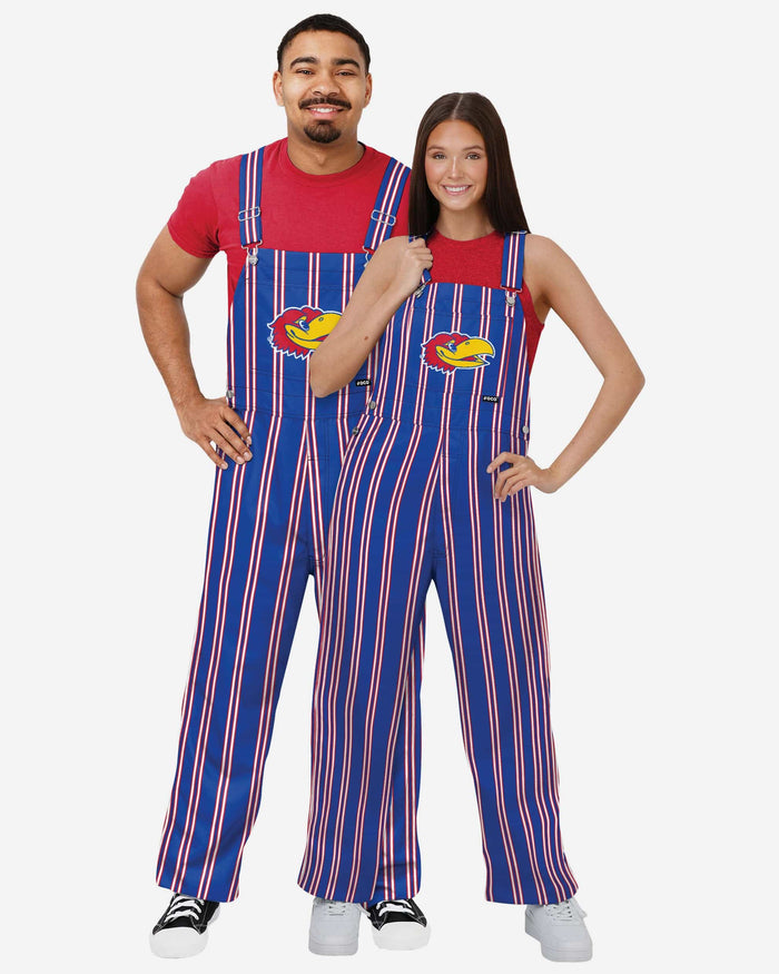 Kansas Jayhawks Womens Sideline Spirit Bib Overalls FOCO XS - FOCO.com