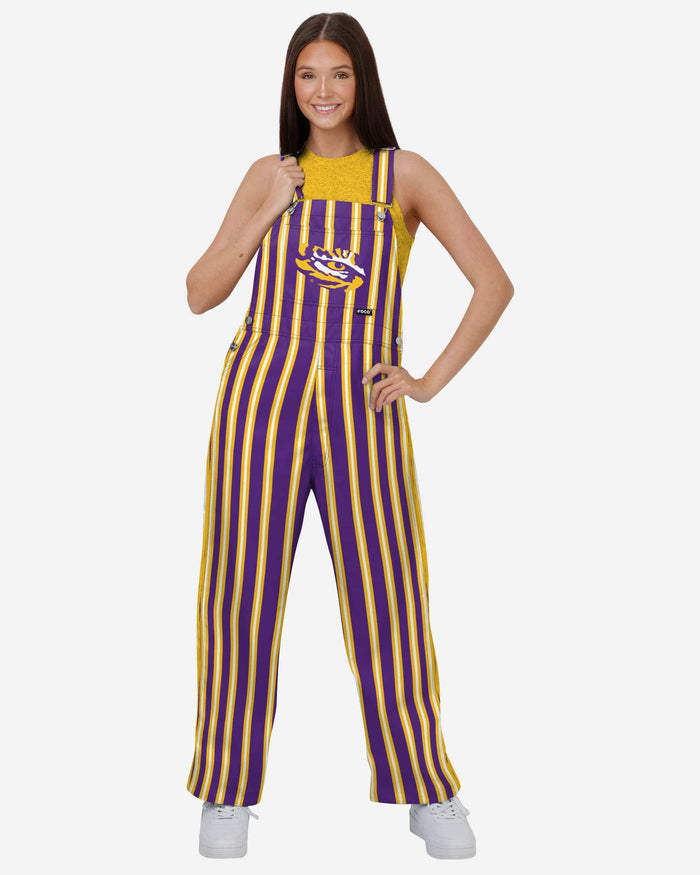 LSU Tigers Womens Sideline Spirit Bib Overalls FOCO XS - FOCO.com