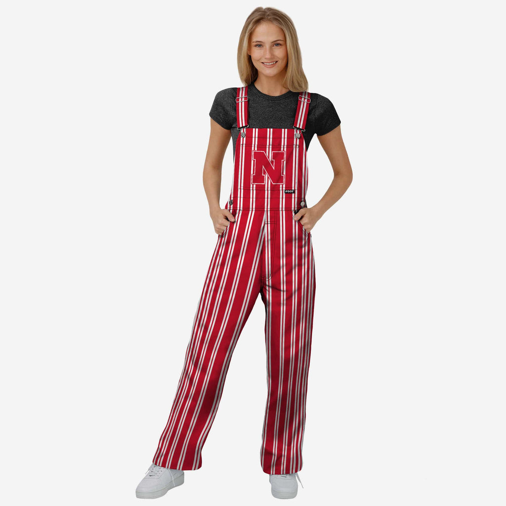 Nebraska Cornhuskers Womens Sideline Spirit Bib Overalls FOCO XS - FOCO.com