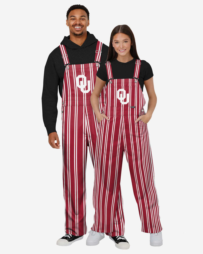 Oklahoma Sooners Womens Sideline Spirit Bib Overalls FOCO XS - FOCO.com