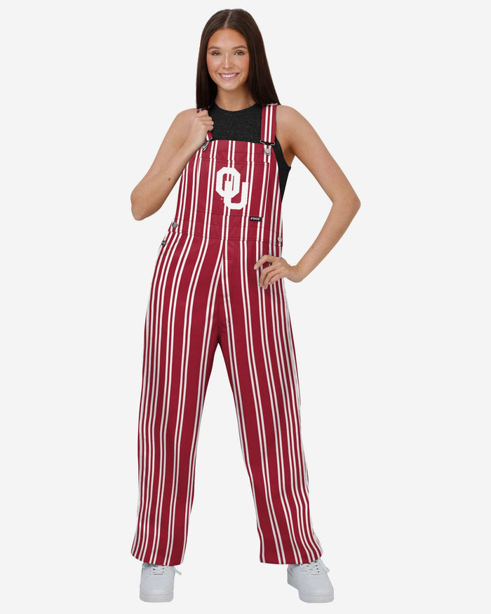 Oklahoma Sooners Womens Sideline Spirit Bib Overalls FOCO XS - FOCO.com