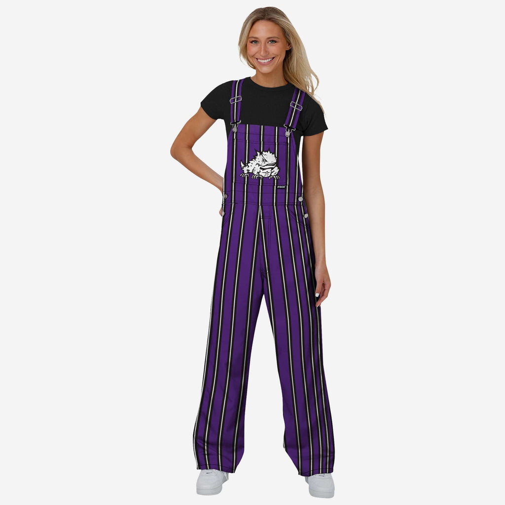 TCU Horned Frogs Womens Sideline Spirit Bib Overalls FOCO XS - FOCO.com