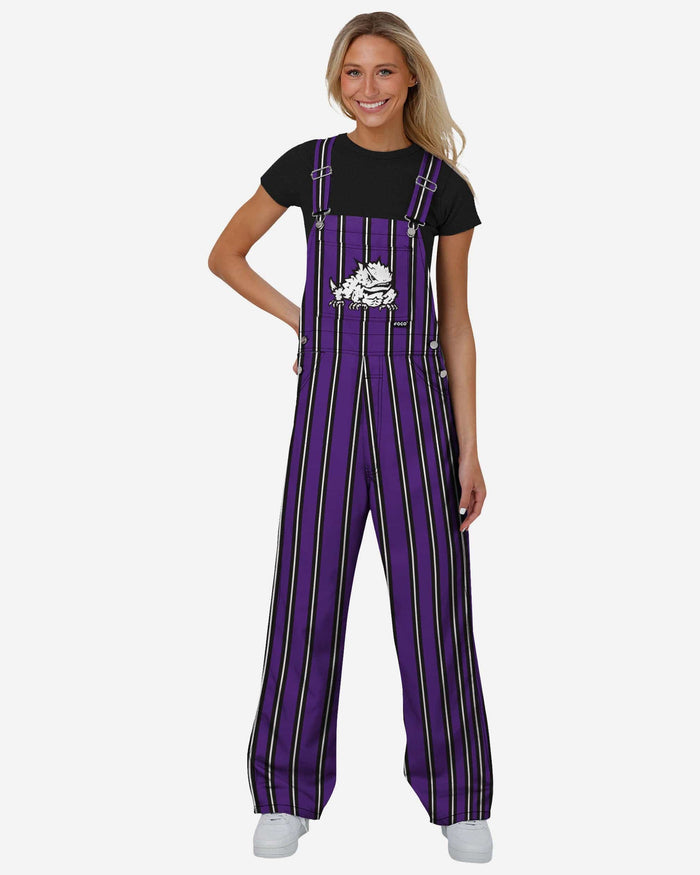 TCU Horned Frogs Womens Sideline Spirit Bib Overalls FOCO XS - FOCO.com