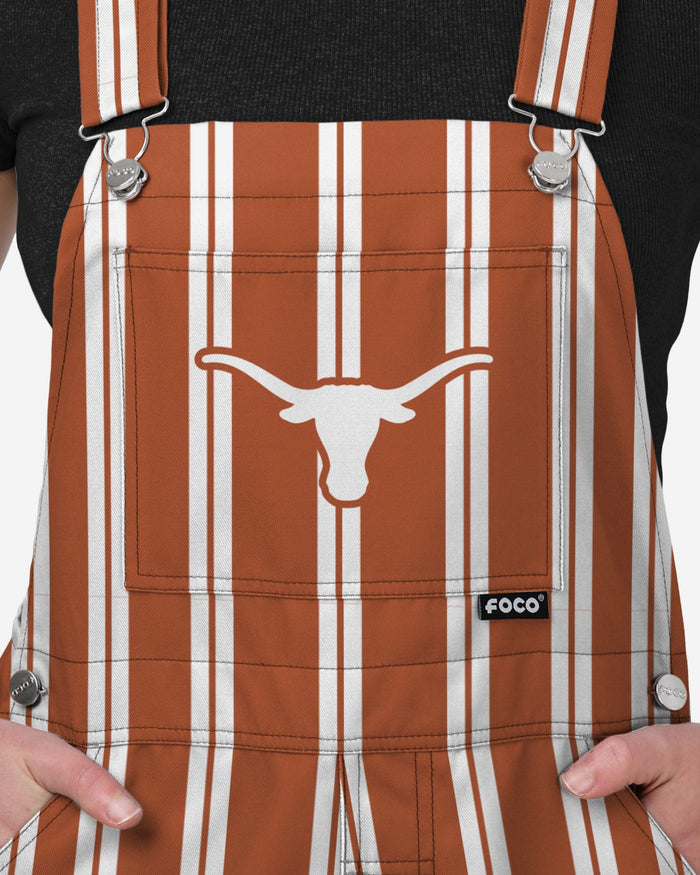 Texas Longhorns Womens Sideline Spirit Bib Overalls FOCO XS - FOCO.com