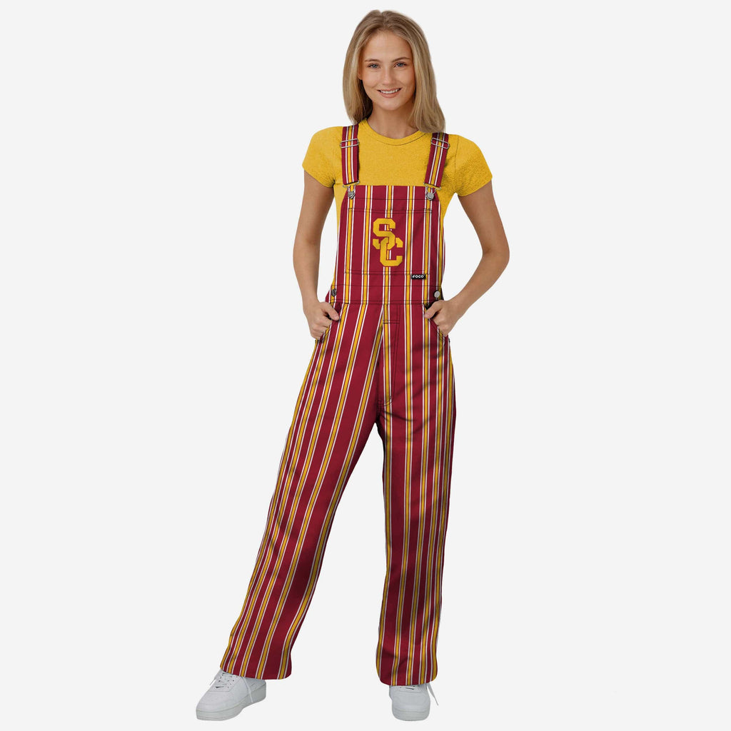 USC Trojans Womens Sideline Spirit Bib Overalls FOCO XS - FOCO.com