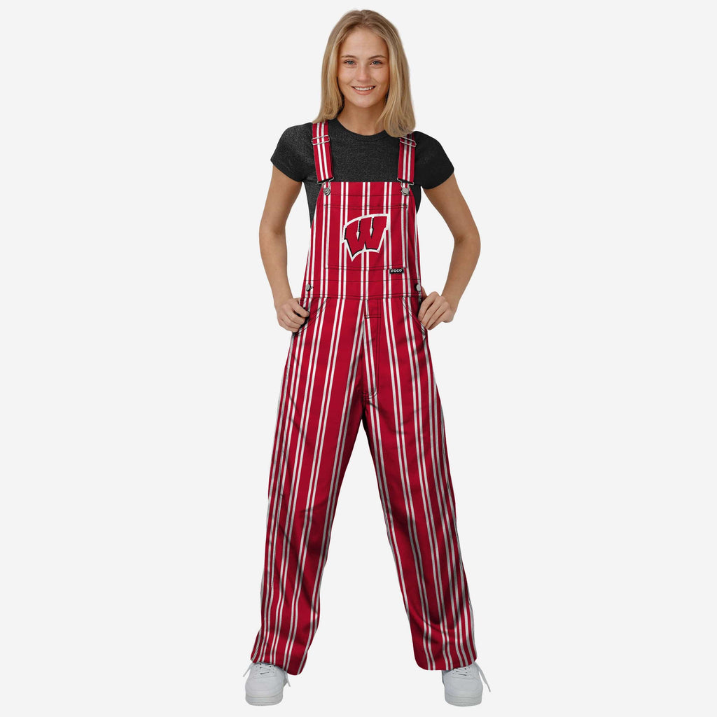 Wisconsin Badgers Womens Sideline Spirit Bib Overalls FOCO XS - FOCO.com
