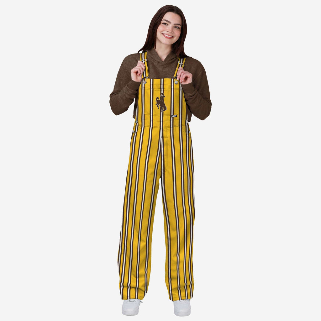 Wyoming Cowboys Womens Sideline Spirit Bib Overalls FOCO XS - FOCO.com