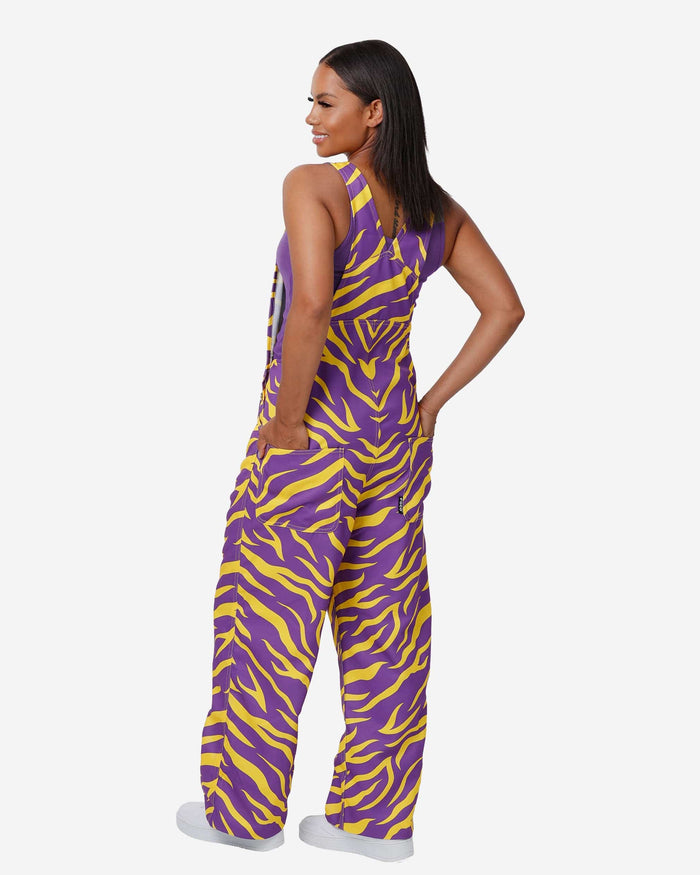 LSU Tigers Womens Tiger Stripe Thematic Bib Overalls FOCO - FOCO.com