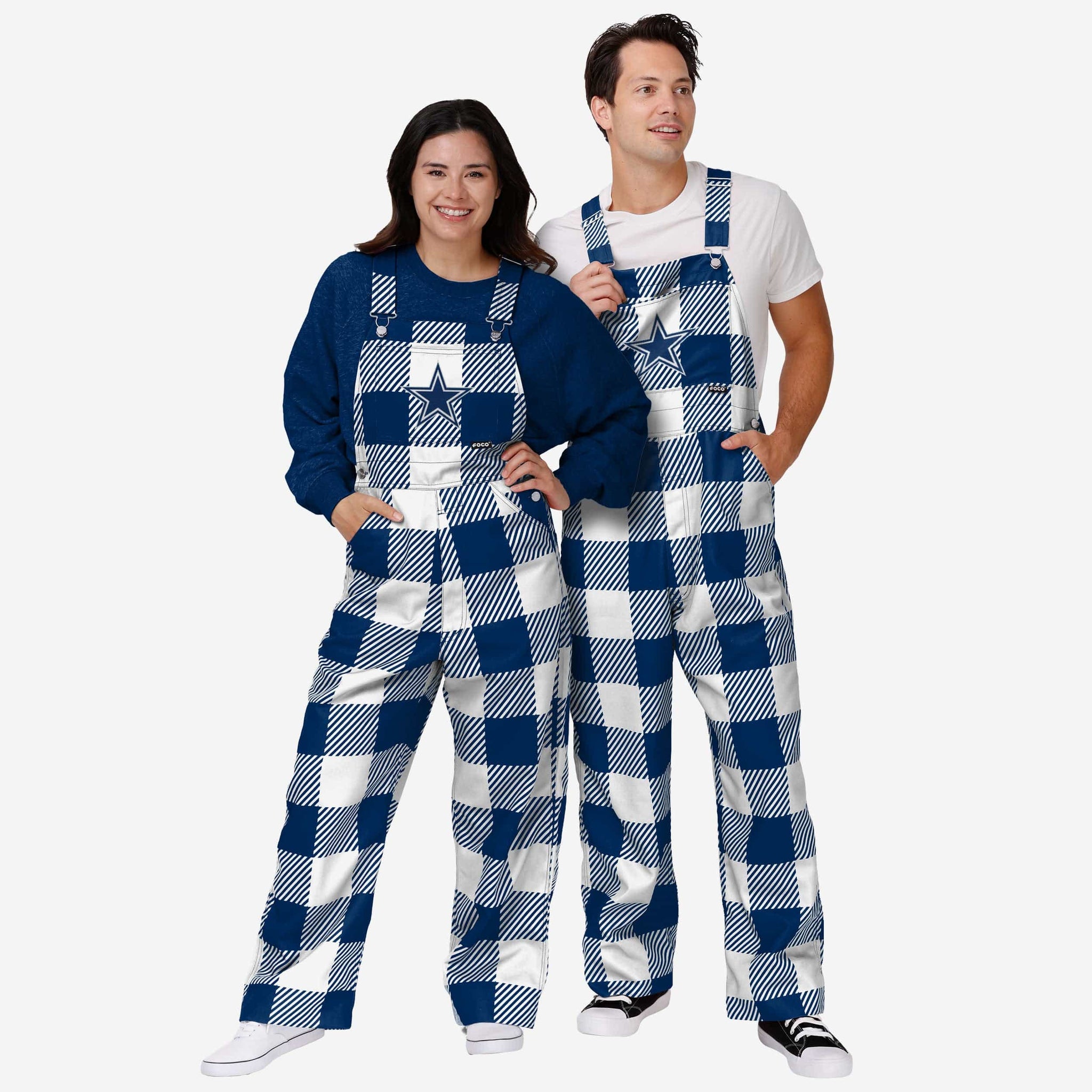 Dallas Cowboys Womens Plaid Bib Overalls, Size: XS