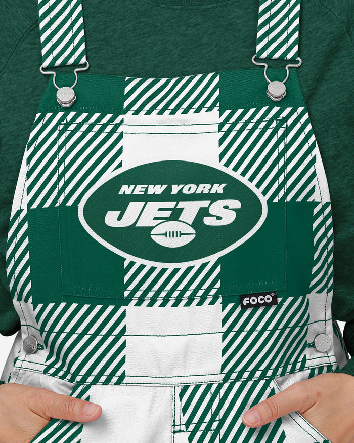 New York Jets Womens Plaid Bib Overalls FOCO - FOCO.com