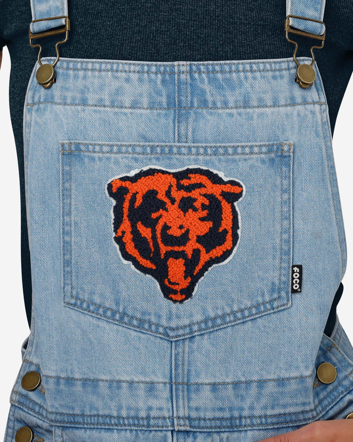 Chicago Bears Womens Big Logo Denim Bib Shortalls FOCO - FOCO.com