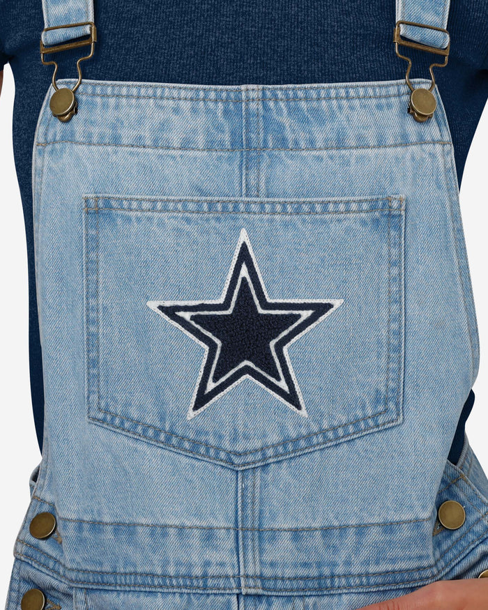 Dallas Cowboys Womens Big Logo Denim Bib Shortalls FOCO - FOCO.com