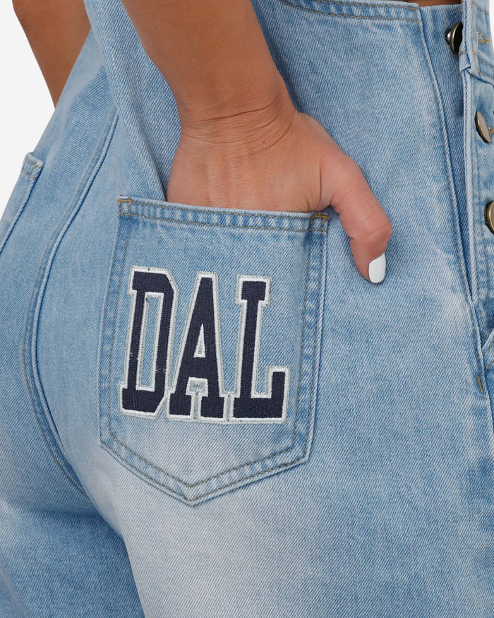 Dallas Cowboys Womens Big Logo Denim Bib Shortalls FOCO - FOCO.com