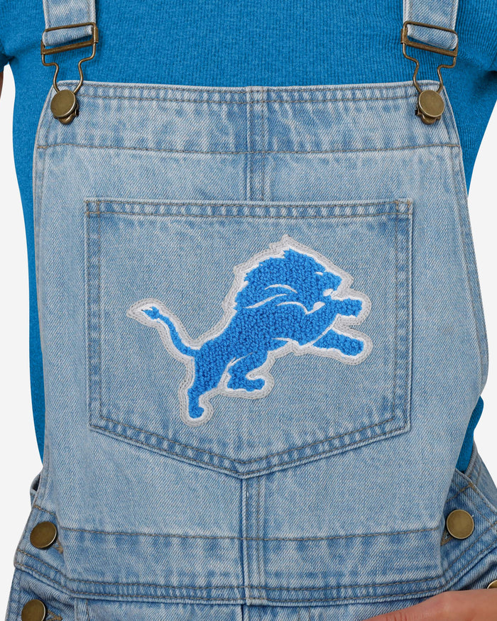 Detroit Lions Womens Big Logo Denim Bib Shortalls FOCO - FOCO.com