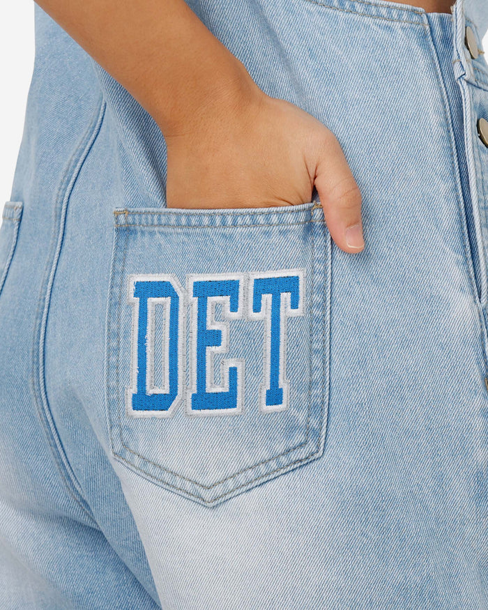 Detroit Lions Womens Big Logo Denim Bib Shortalls FOCO - FOCO.com