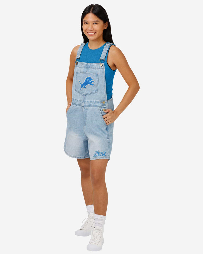 Detroit Lions Womens Big Logo Denim Bib Shortalls FOCO XS - FOCO.com