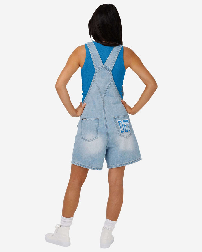 Detroit Lions Womens Big Logo Denim Bib Shortalls FOCO - FOCO.com