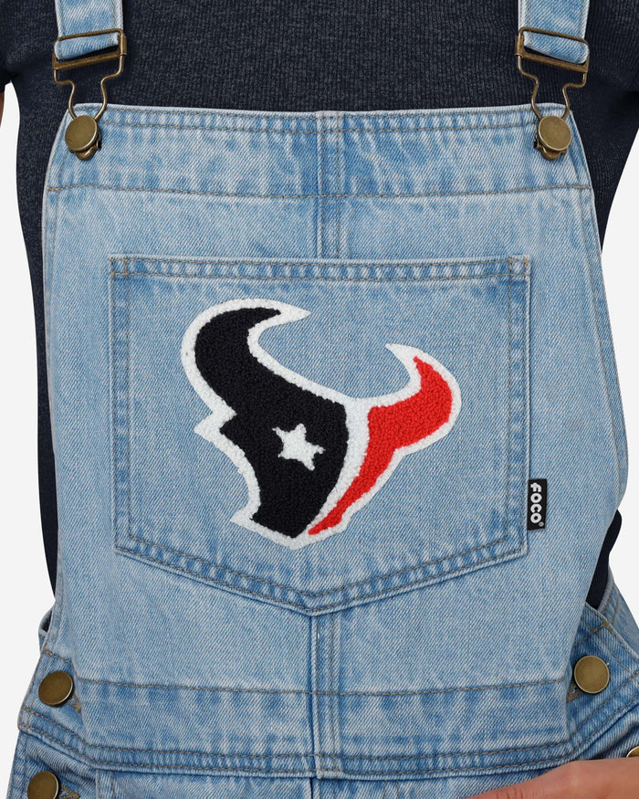 Houston Texans Womens Big Logo Denim Bib Shortalls FOCO - FOCO.com