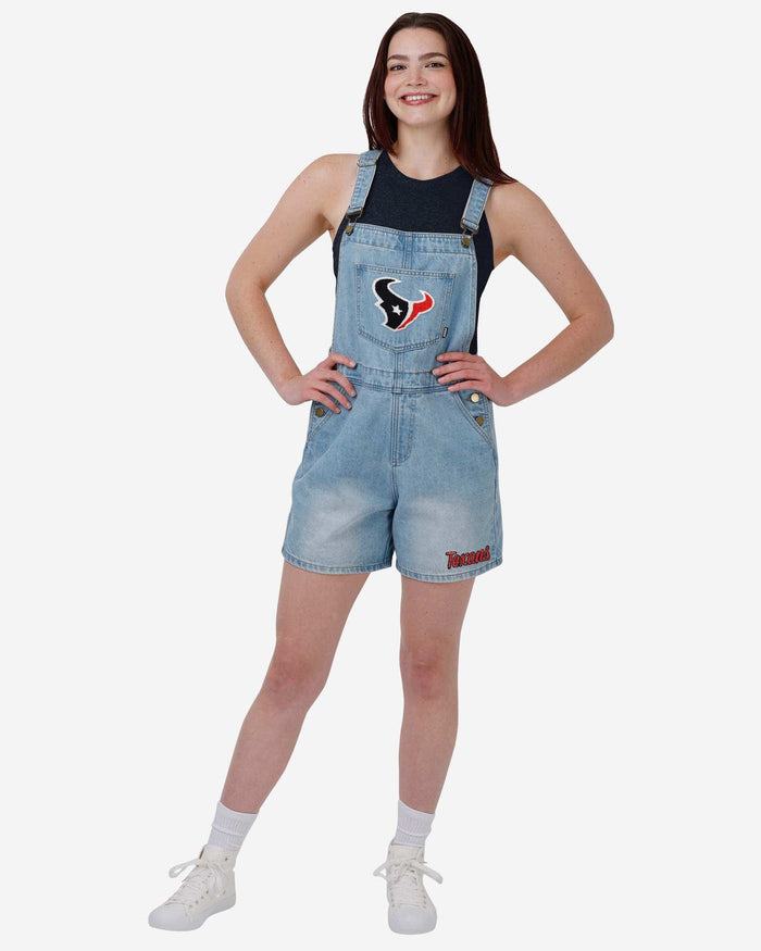 Houston Texans Womens Big Logo Denim Bib Shortalls FOCO XS - FOCO.com