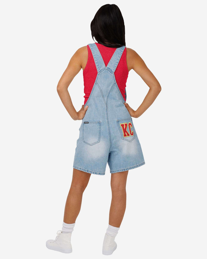 Kansas City Chiefs Womens Big Logo Denim Bib Shortalls FOCO - FOCO.com