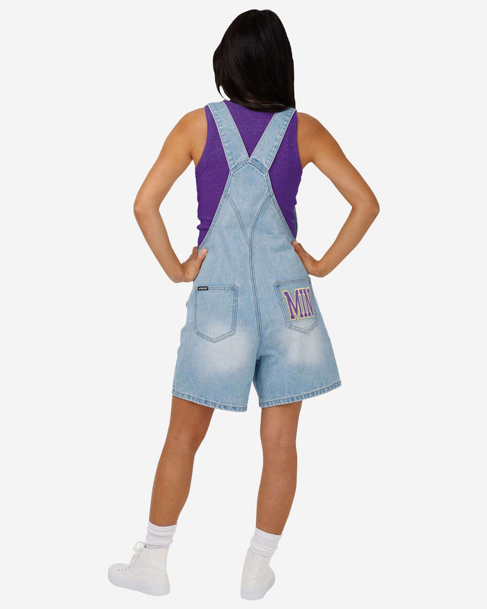Minnesota Vikings Womens Big Logo Denim Bib Shortalls FOCO - FOCO.com