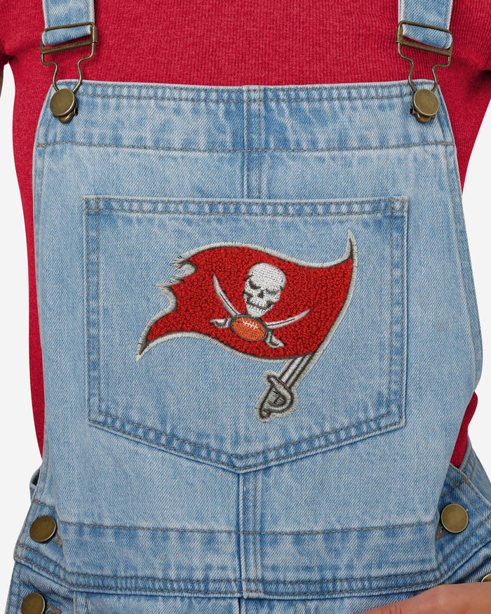 Tampa Bay Buccaneers Womens Big Logo Denim Bib Shortalls FOCO - FOCO.com
