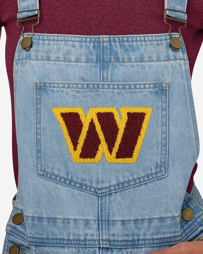 Washington Commanders Womens Big Logo Denim Bib Shortalls FOCO - FOCO.com