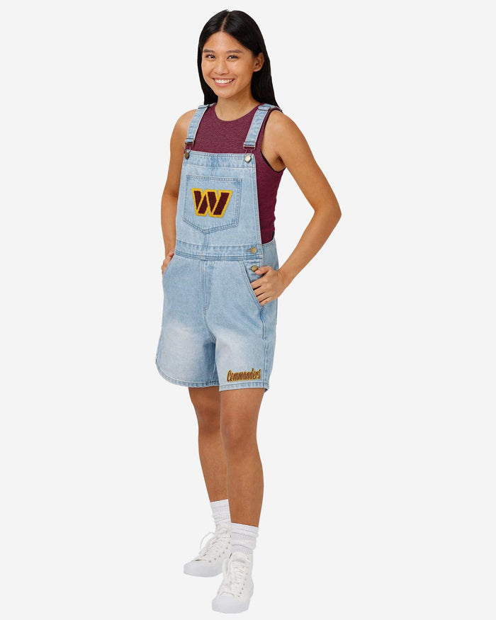 Washington Commanders Womens Big Logo Denim Bib Shortalls FOCO XS - FOCO.com