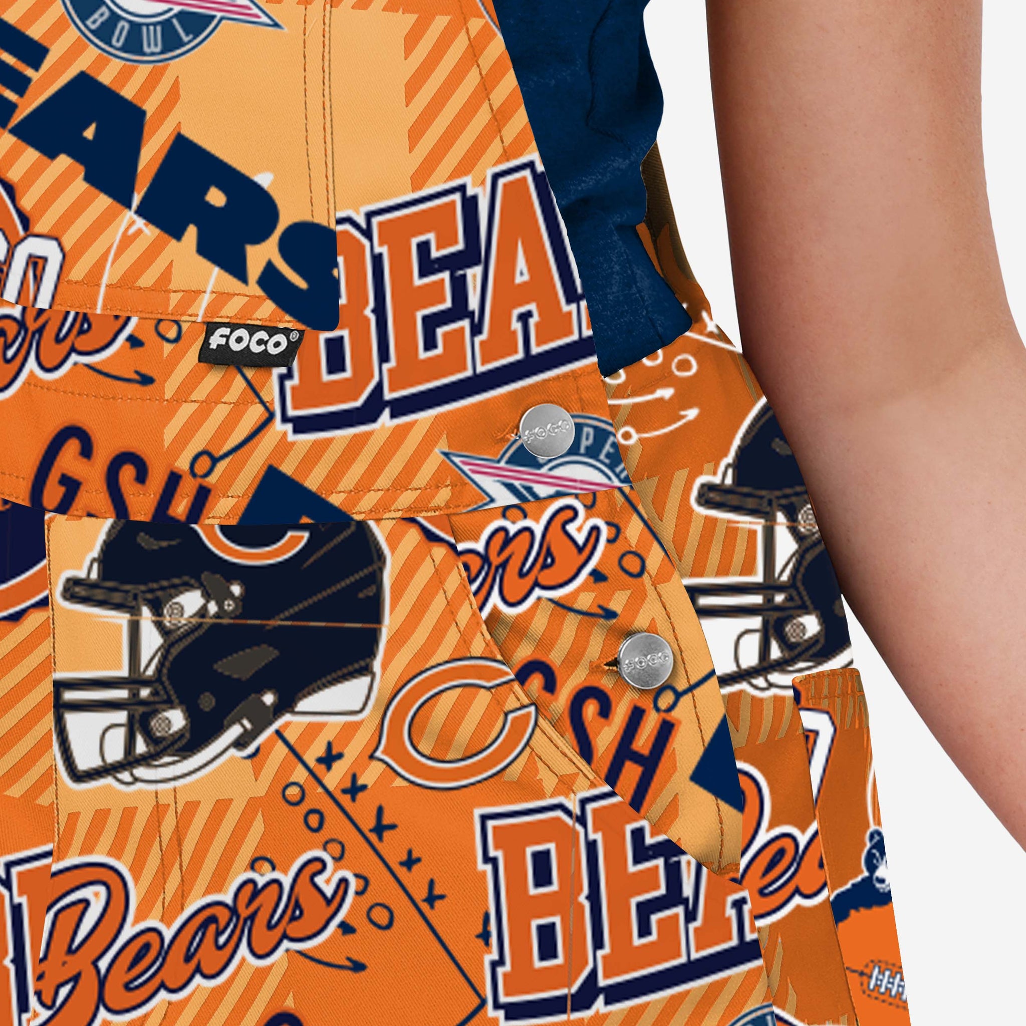 Chicago Bears Womens Historic Print Bib Overalls FOCO Chicago Bears Womens Historic Print Bib Overalls FOCO